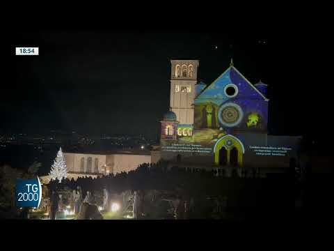 Accensione del Natale ad Assisi, illuminata la Basilica e l’albero